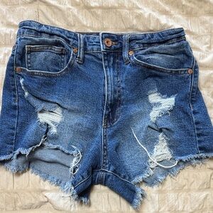 Kendall & Kylie Distressed Blue Denim Women Shorts